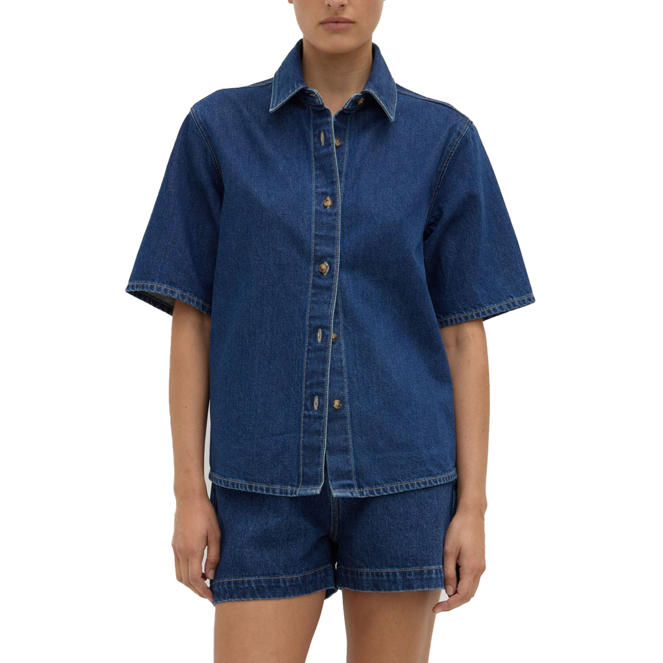 Assembly Label Boxy Denim Short Sleeve Shirt Heritage Blue